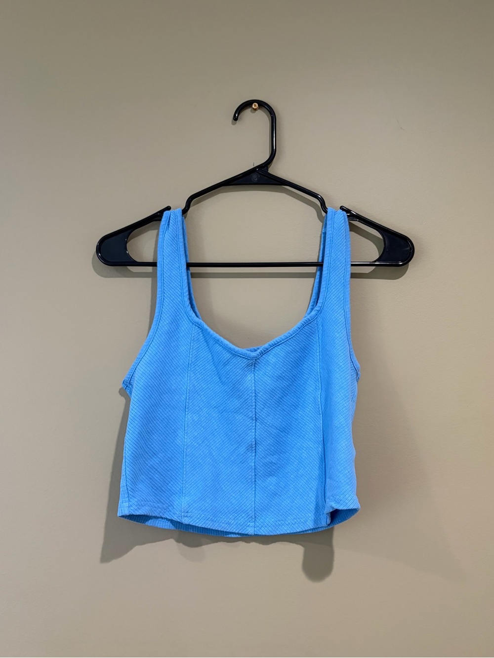 Aerie Women’s Blue Ribbed Tank Crop Top - Sleeveless Scoop Neck large